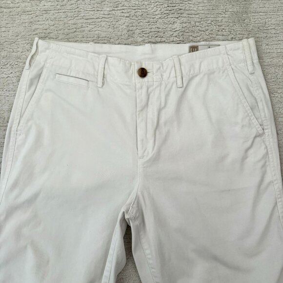 Gap White Cropped Pants Size 10 High Rise Straight Leg Cotton Blend Casual Beach - Picture 2 of 10